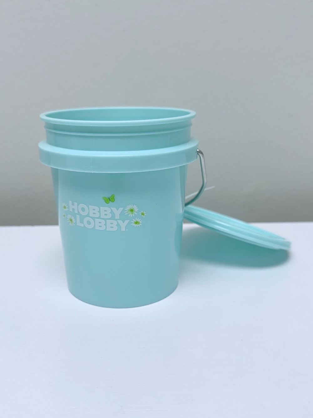 Hobby Lobby Teal Mini Plastic Bucket with Lid 4" Tall, Spring 2026